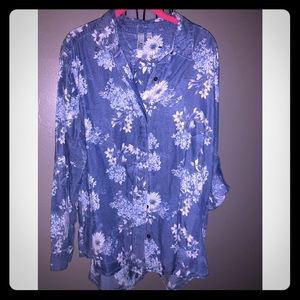 Kut From the Kloth floral denim shirt.